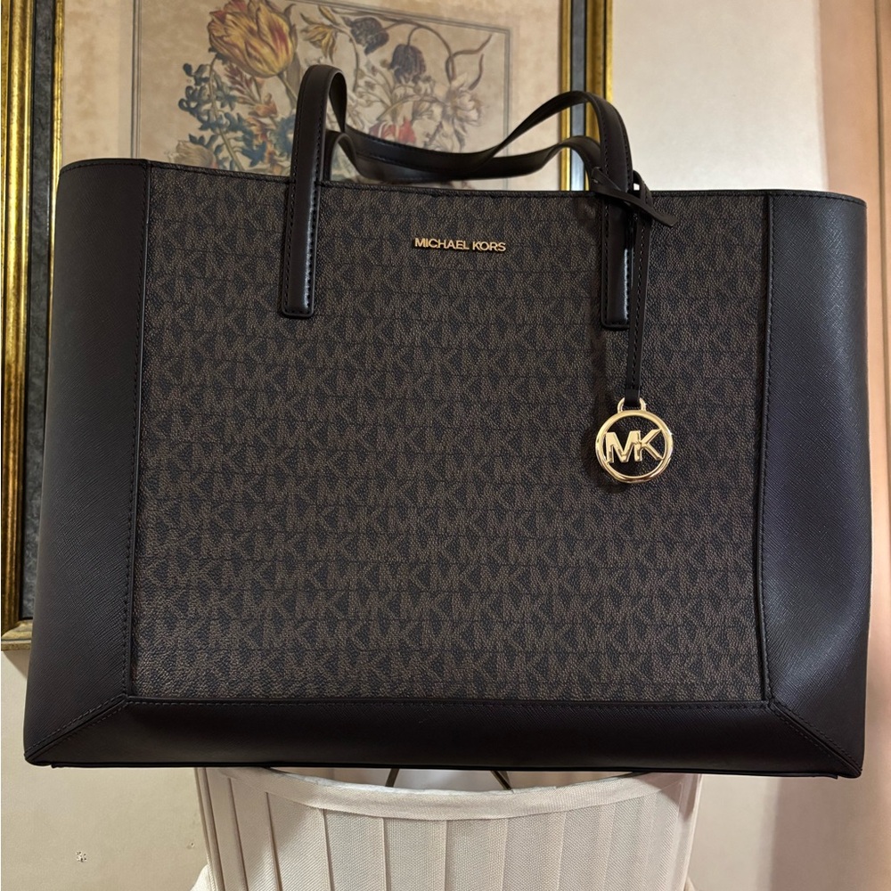 Michael Kors Black and Brown Shoulder Bag